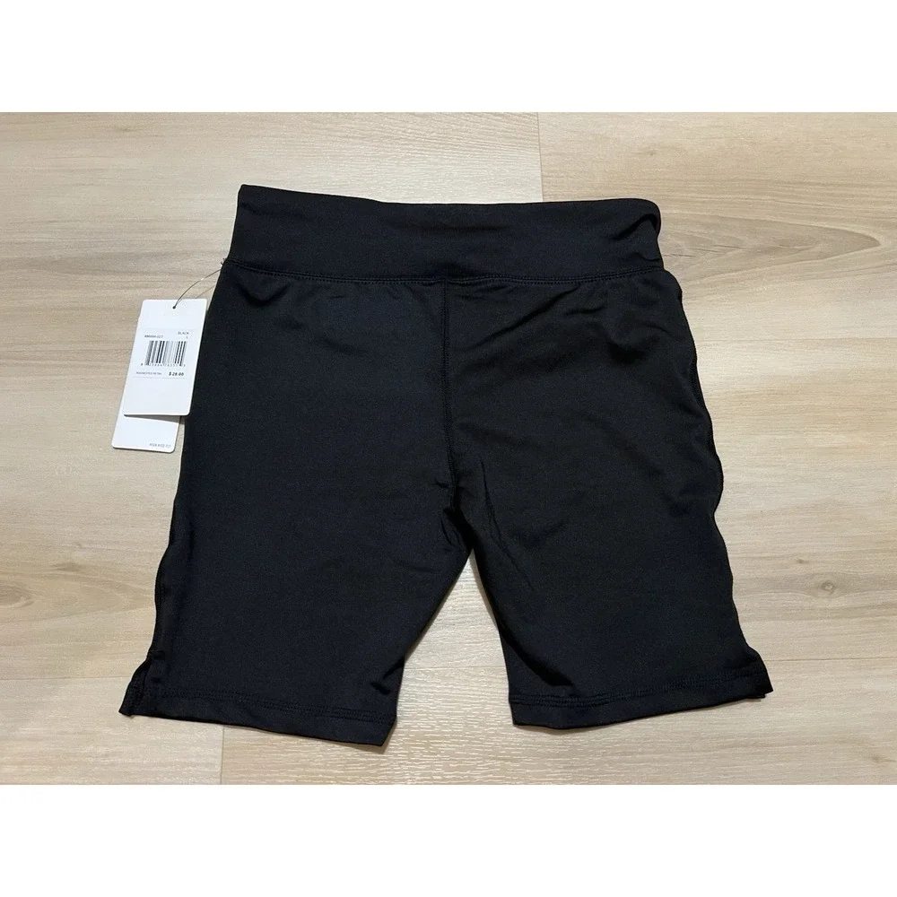 Hurley Girls Size Large 12-13 High Rise‎ Black Active Bike Shorts Elastic Waist